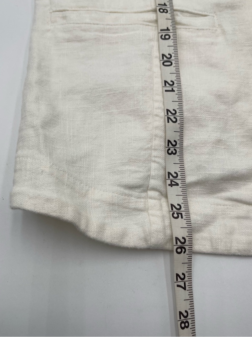 Anthropologie Linen Blend Open Front Blazer Tulip Hem Back Jacket Cream Size 6 - Picture 14 of 16